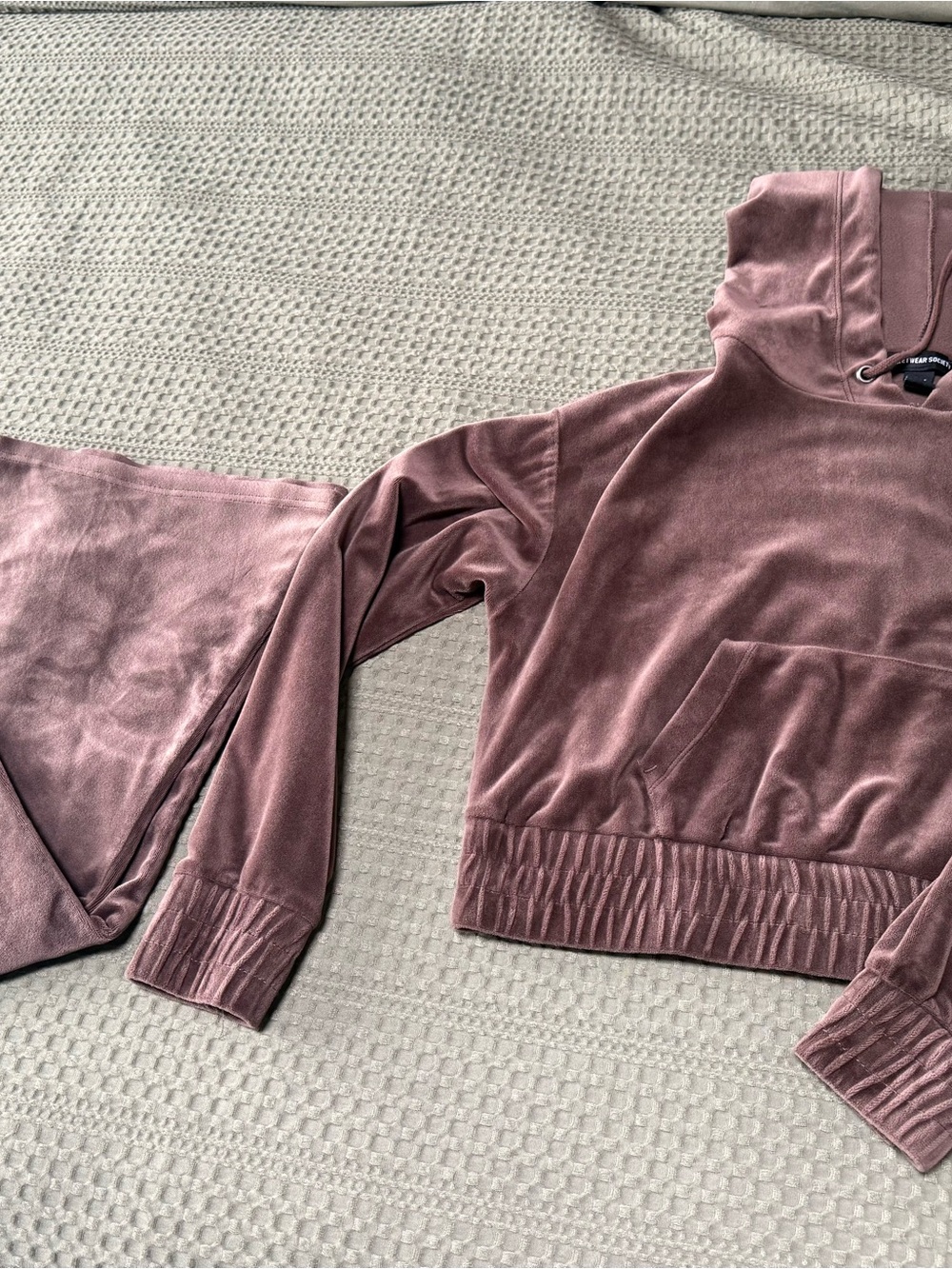 Brown Velvet Track Pants & Hoodie Set